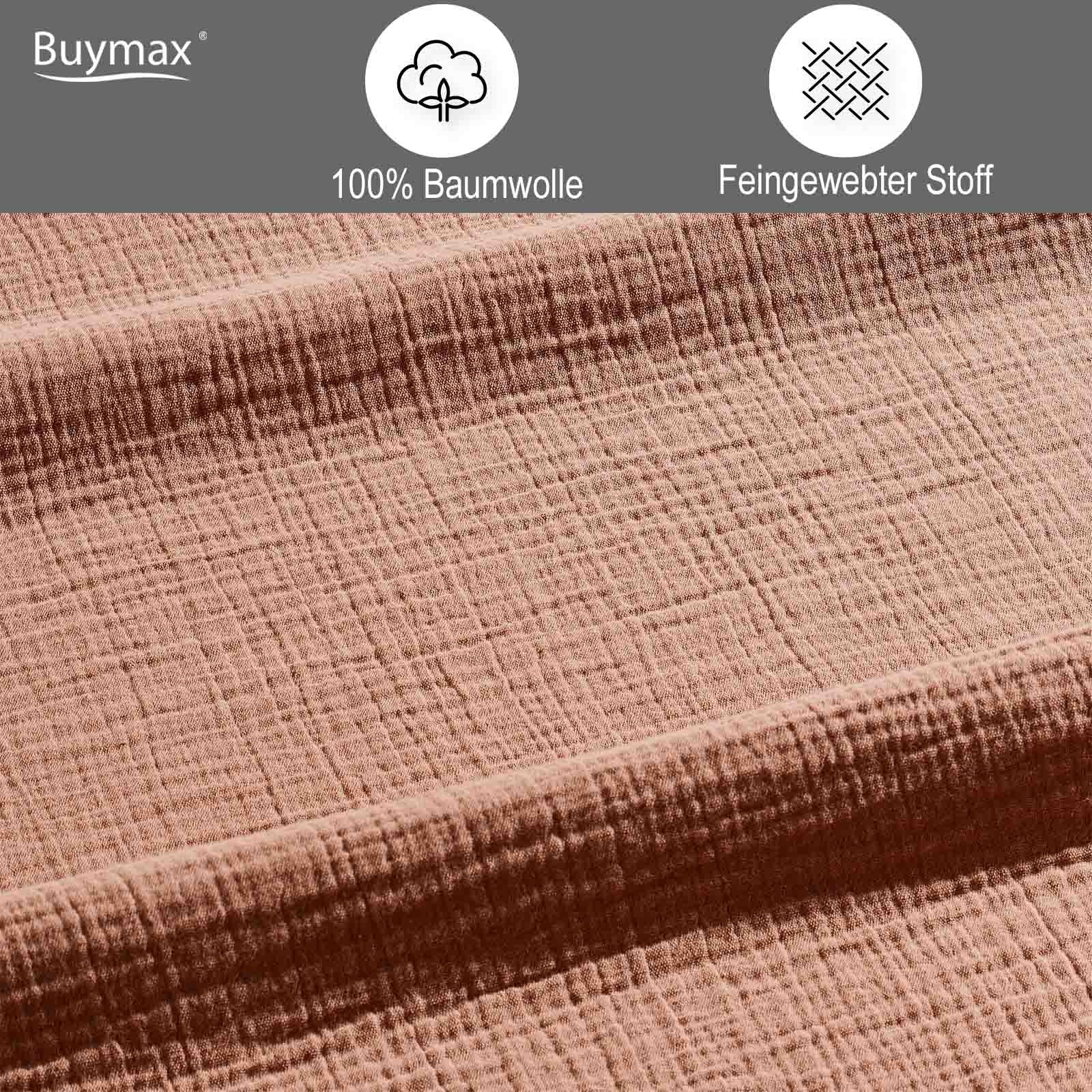Buymax® Musselin Bettwäsche Set aus Baumwolle, Beige, 200x200 cm