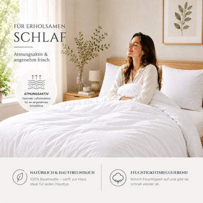Renforcé Bettwäsche Uni, 100 % Baumwolle, mit Reißverschluss
