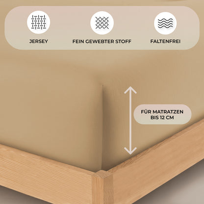 Topper Jersey Spannbettlaken 120x200 cm – Sand – Bild 3