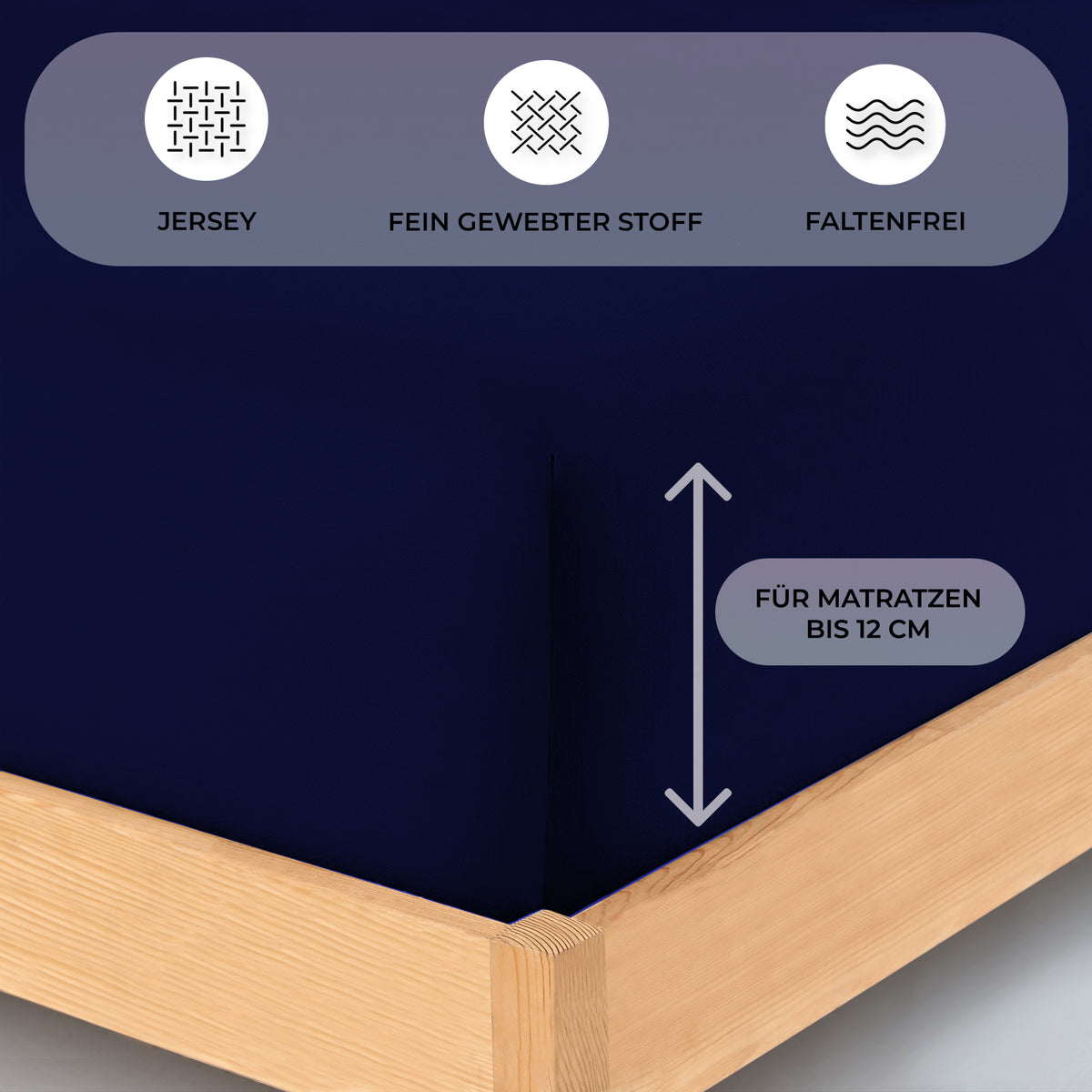 Topper Jersey Spannbettlaken 120x200 cm – Marineblau – Bild 3