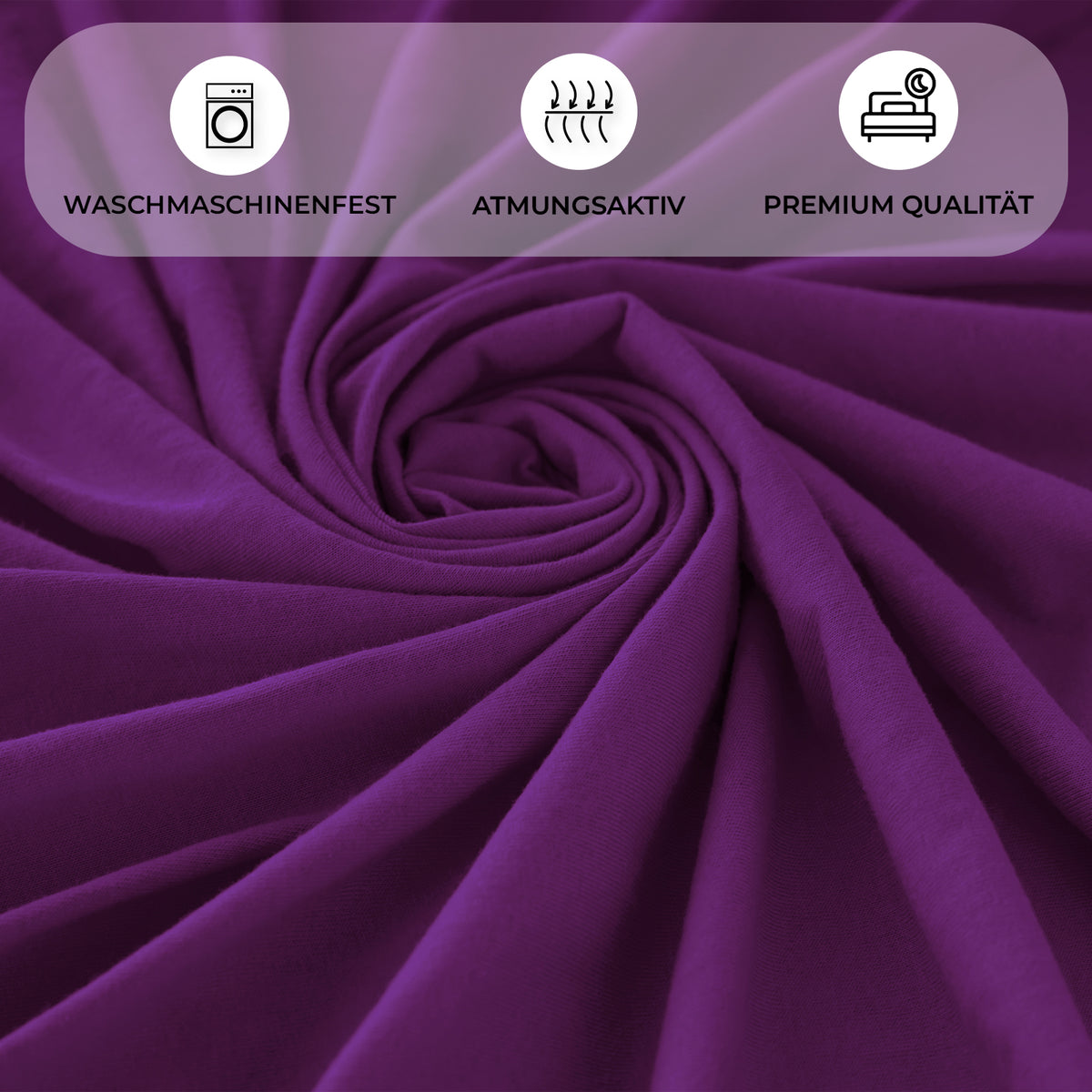 Jersey Kissenbezug, 2er-Set, 50x50 cm – Aubergine – Bild 3