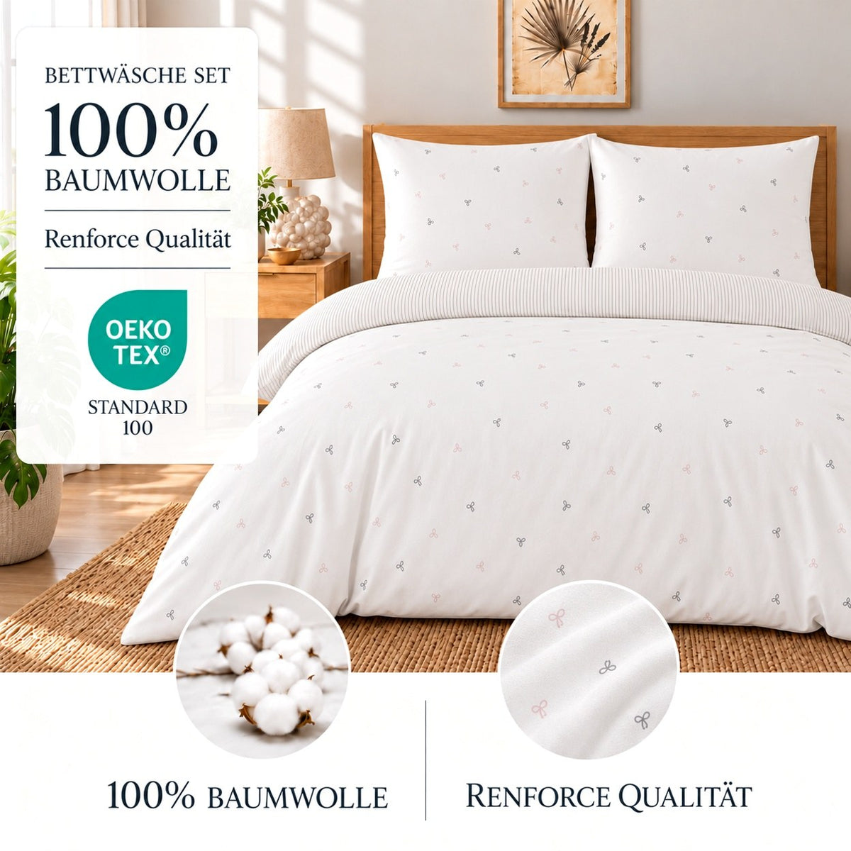 Renforcé Bettwäsche "Laven", 100 % Baumwolle, Reißverschluss