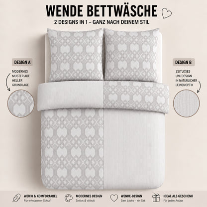 Bettwäsche Nexus Grau, Reißverschluss, 80x80 cm Kissenbezug, Polycotton – Bild 3