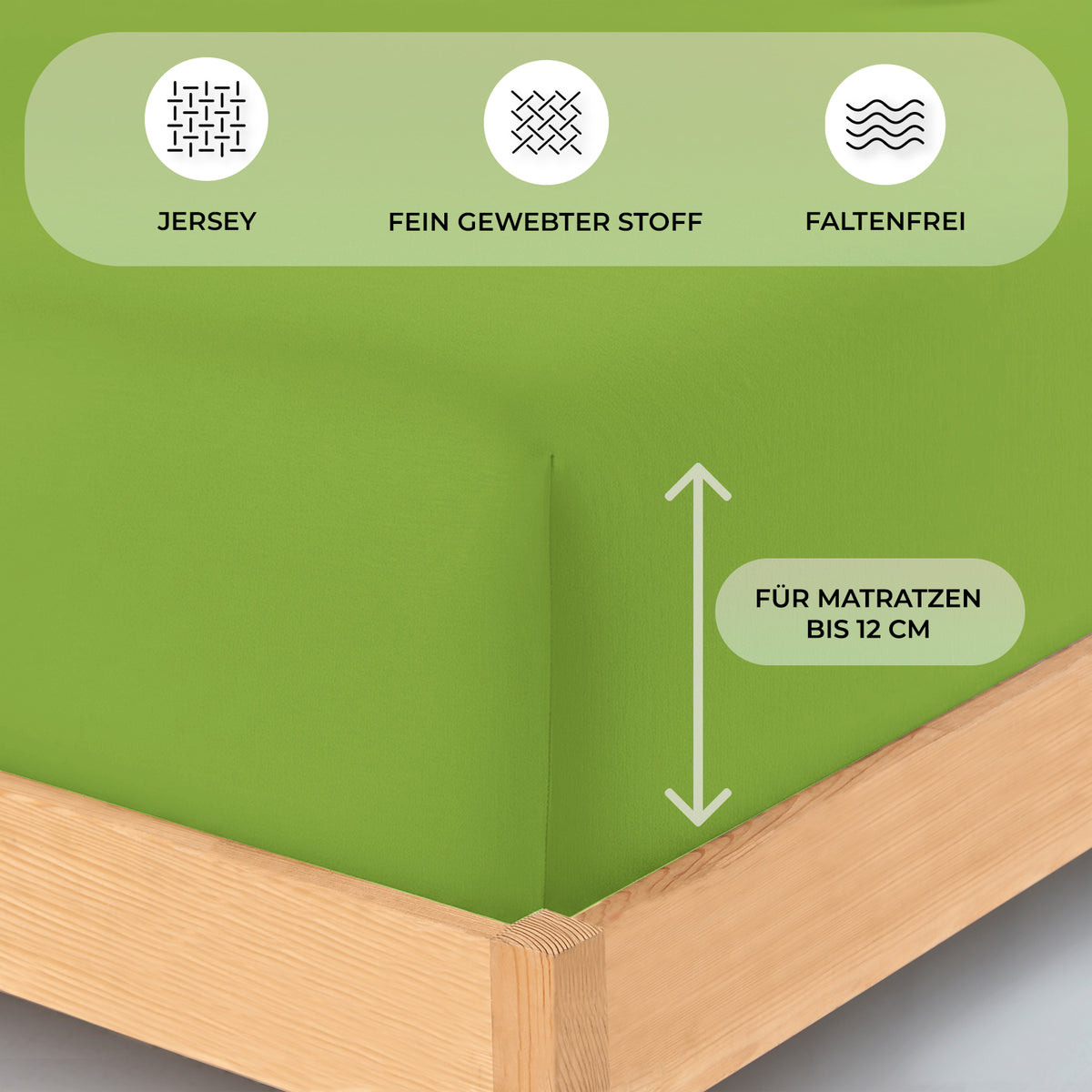 Topper Jersey Spannbettlaken 120x200 cm – Apfelgrün – Bild 3
