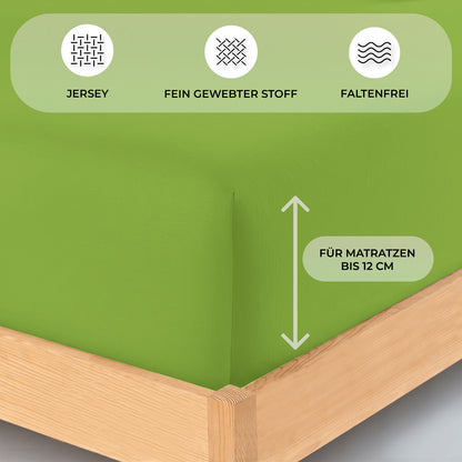 Topper Jersey Spannbettlaken 120x200 cm – Apfelgrün – Bild 3