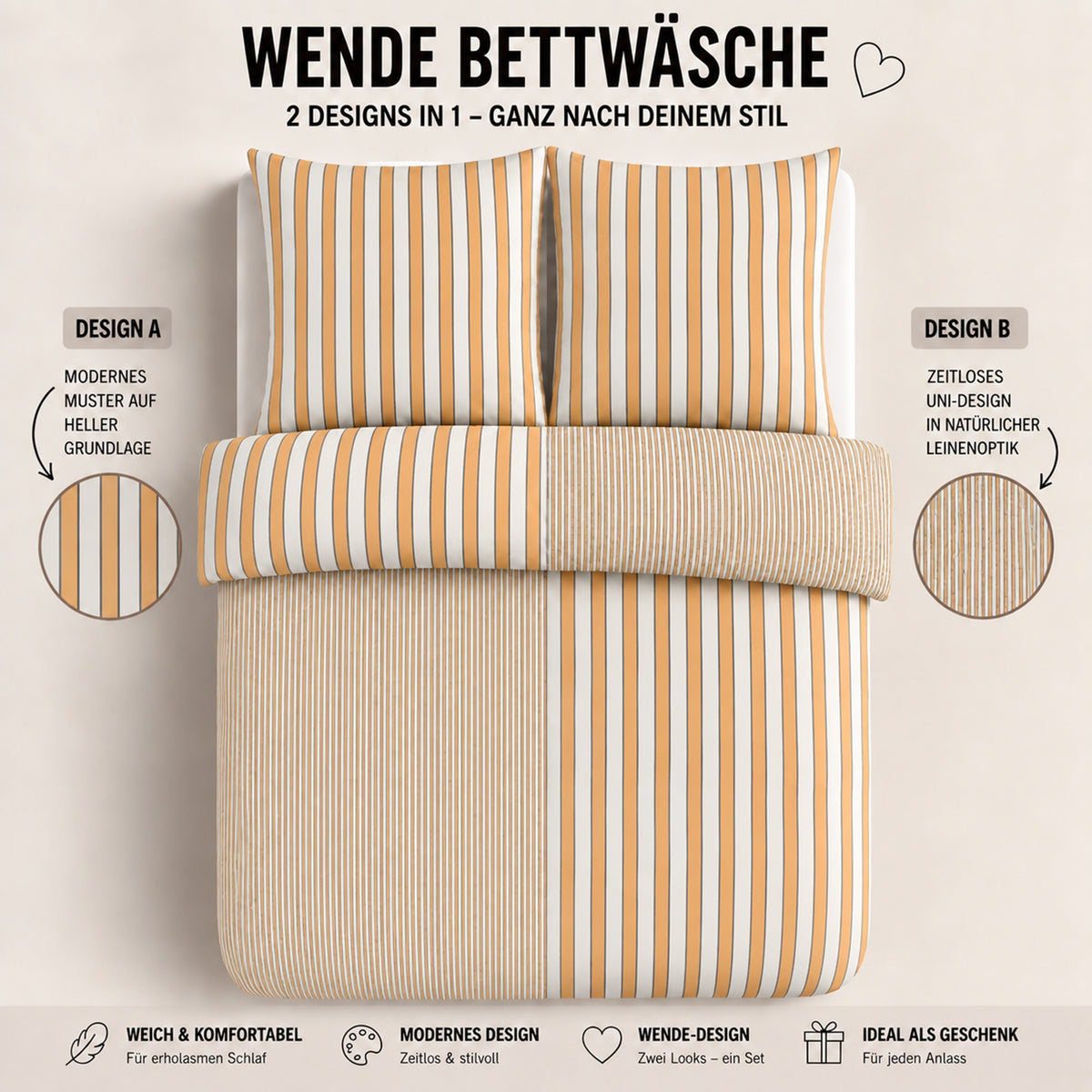 Bettwäsche Piano, Reißverschluss, 80x80 cm Kissenbezug, Polycotton – Bild 3
