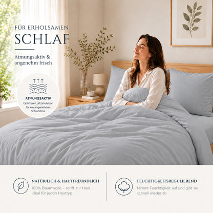 Renforcé Bettwäsche Uni, 100 % Baumwolle, mit Reißverschluss