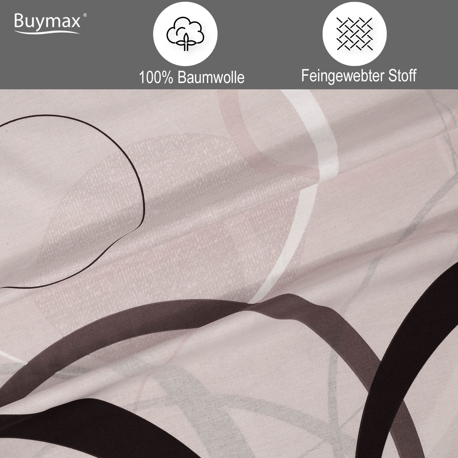 Buymax Renforce Bettwäsche Set, 100% Baumwolle, Beige