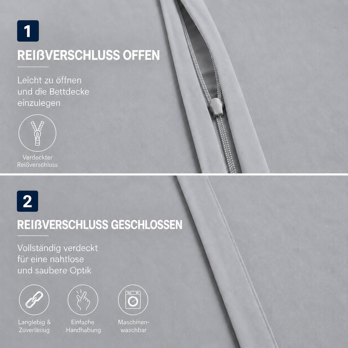 4 teilig Bettwäsche 155x220 Renforcé Uni Anthrazitgrau – Bild 4