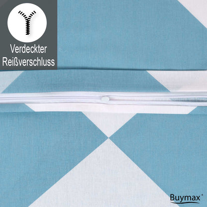 Renforcé Bettwäsche, Blau, Reißverschluss