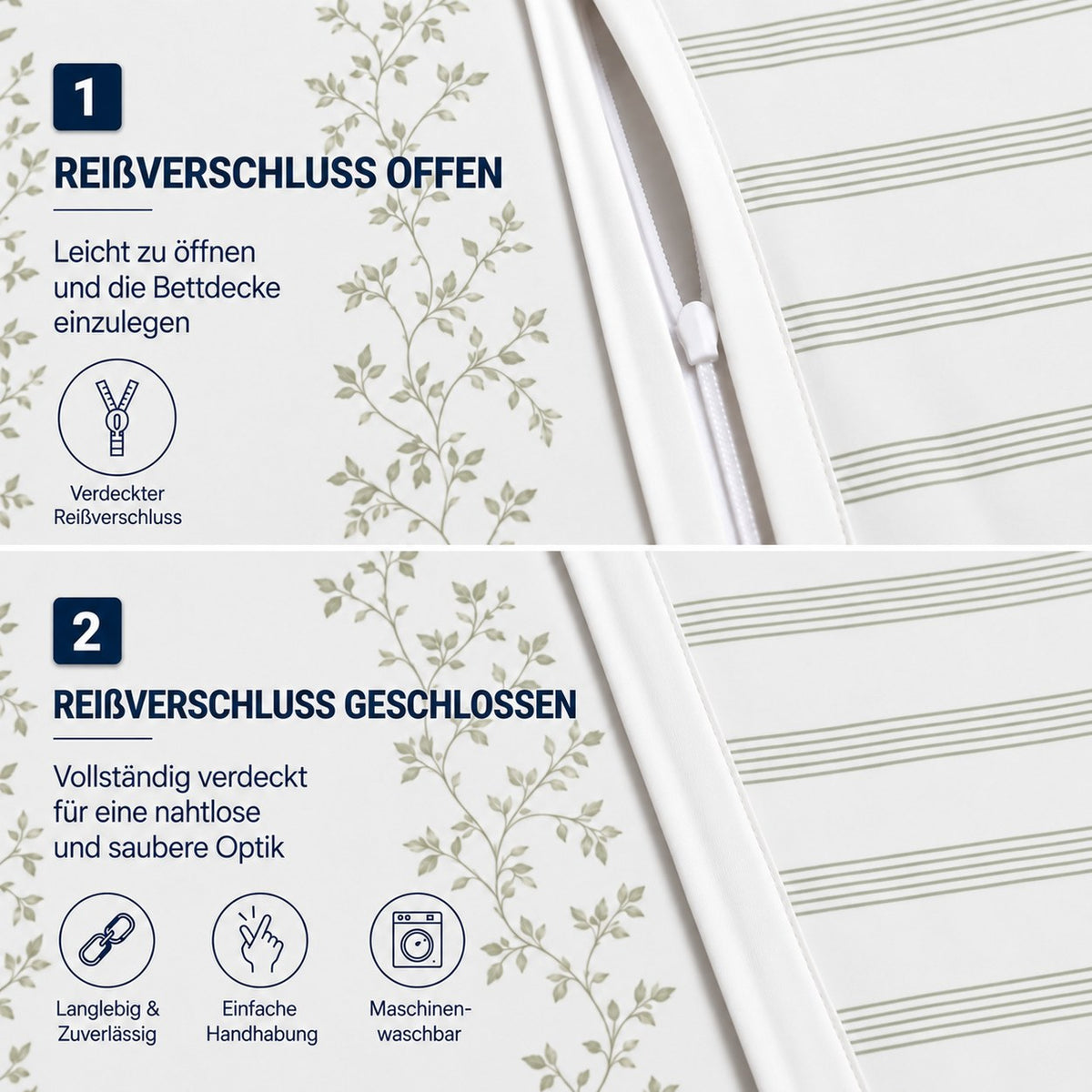 Renforcé Bettwäsche "Elia", 100 % Baumwolle, Reißverschluss