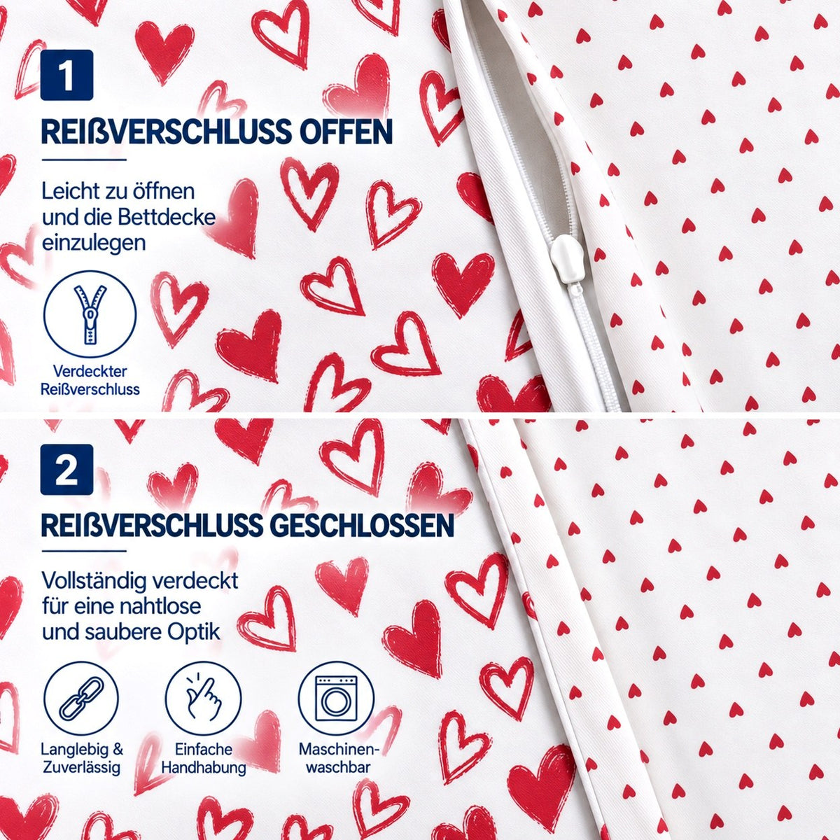 Renforcé Bettwäsche "Solene", 100 % Baumwolle, Reißverschluss