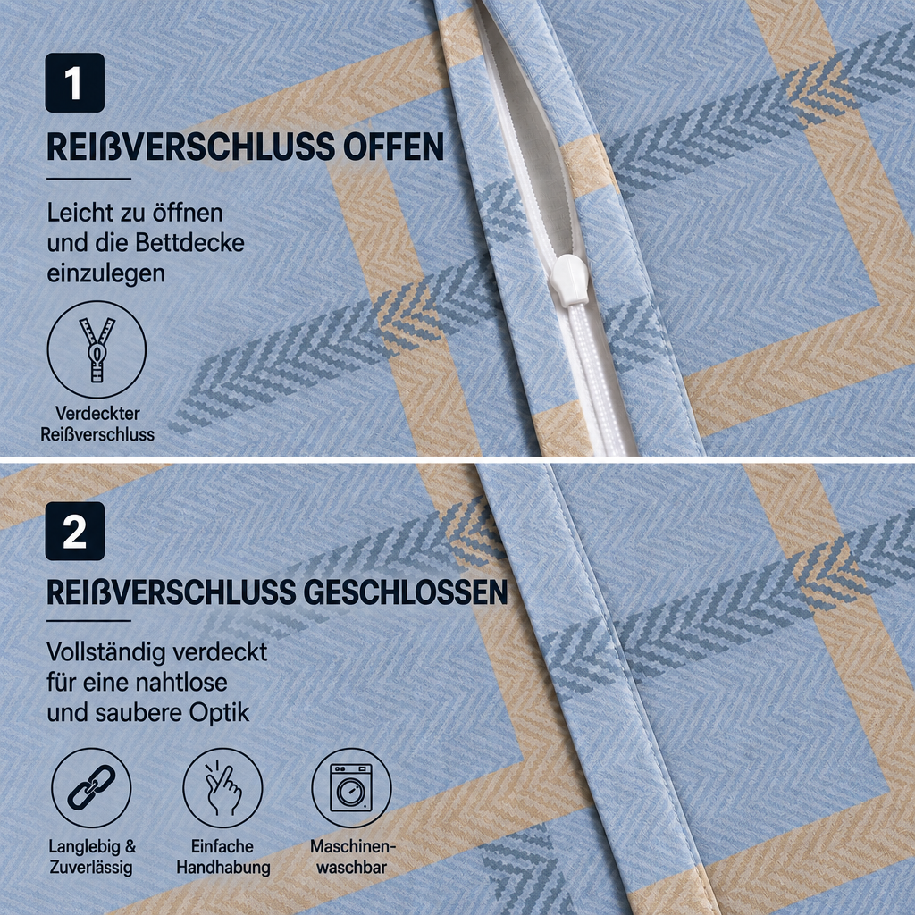 Bettwäsche Peak Dunkelblau, Reißverschluss, 80x80 cm Kissenbezug, Polycotton – Bild 4