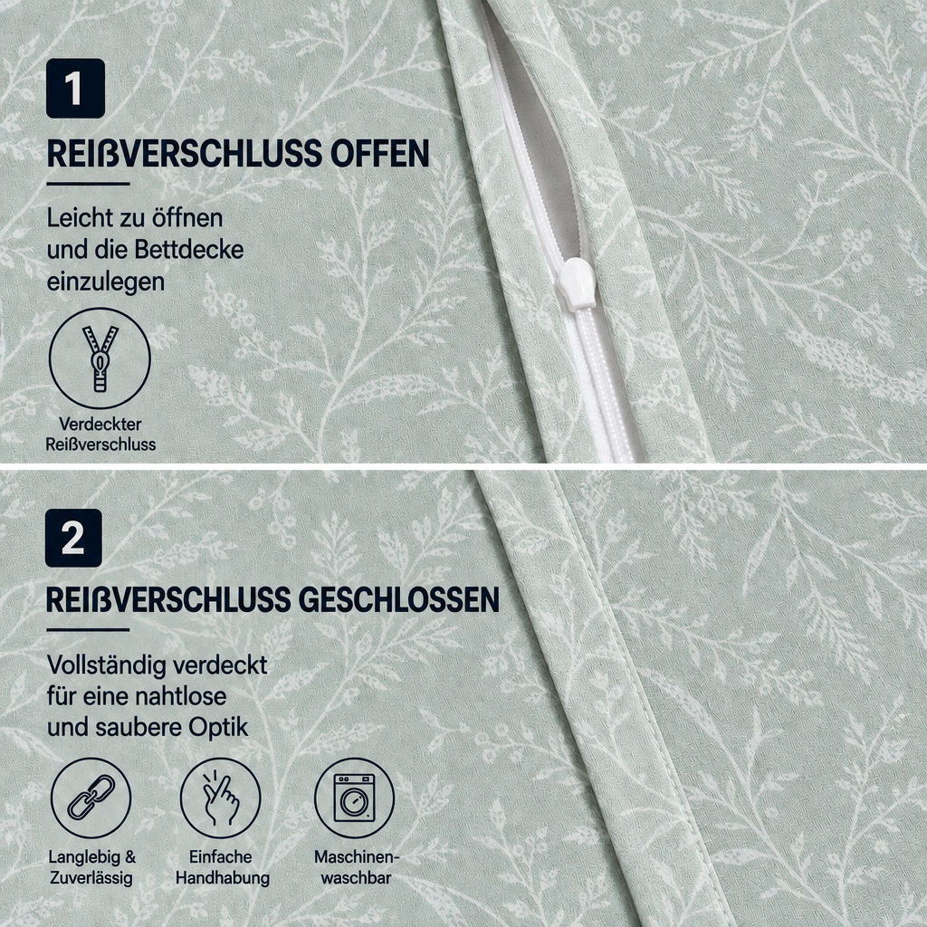 Bettwäsche Blossom, Reißverschluss, 80x80 cm Kissenbezug, Polycotton – Bild 4