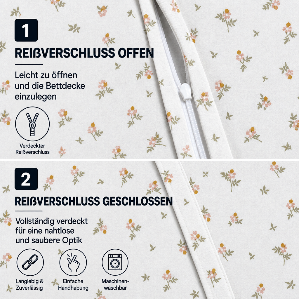 Bettwäsche "Poem", Reißverschluss, 80x80 cm Kissenbezug,Polycotton