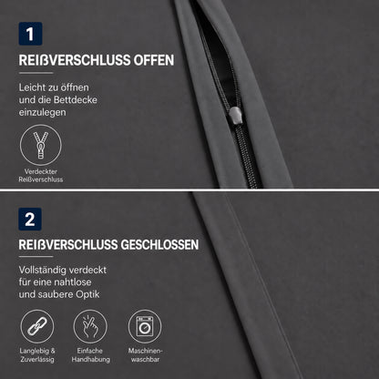 Renforcé Bettwäsche Uni, 100 % Baumwolle, mit Reißverschluss