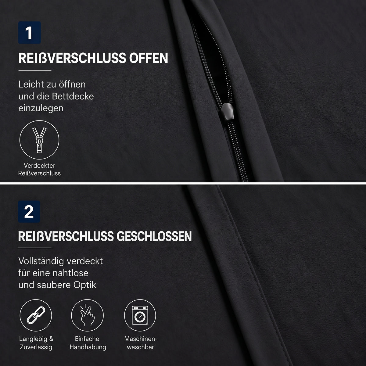 Renforcé Bettwäsche Uni, 100 % Baumwolle, mit Reißverschluss