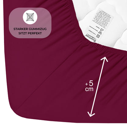 Topper Jersey Spannbettlaken 120x200 cm – Bordeaux – Bild 4