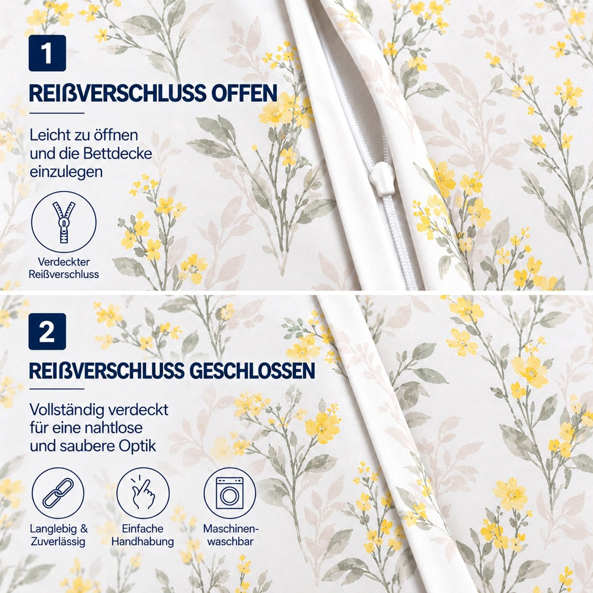 Renforcé Bettwäsche "Liova", 100 % Baumwolle, Reißverschluss