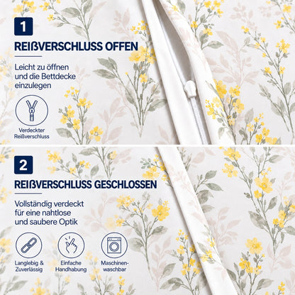 Renforcé Bettwäsche "Liova", 100 % Baumwolle, Reißverschluss
