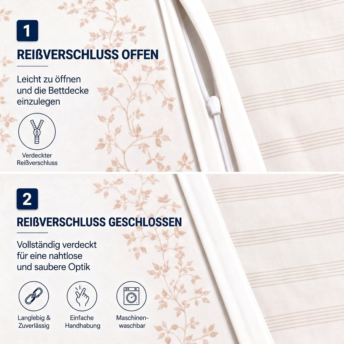 Renforcé Bettwäsche "Elia", 100 % Baumwolle, Reißverschluss