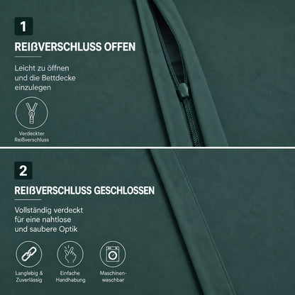 4 teilig Bettwäsche 135x200 Renforcé Uni Petrol – Bild 4