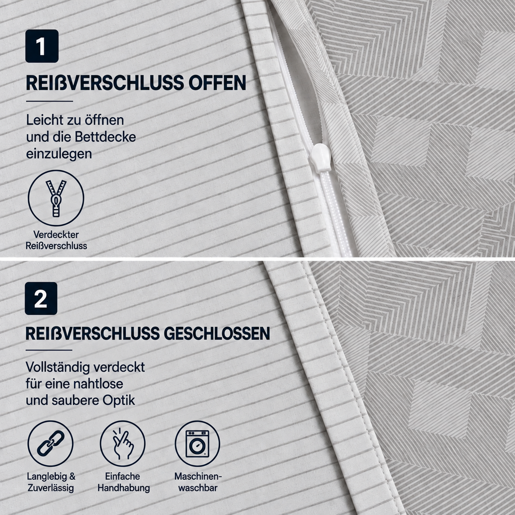 Bettwäsche Nexus Grau, Reißverschluss, 80x80 cm Kissenbezug, Polycotton – Bild 4