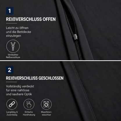 4 teilig Bettwäsche 135x200 Renforcé Uni Schwarz – Bild 4