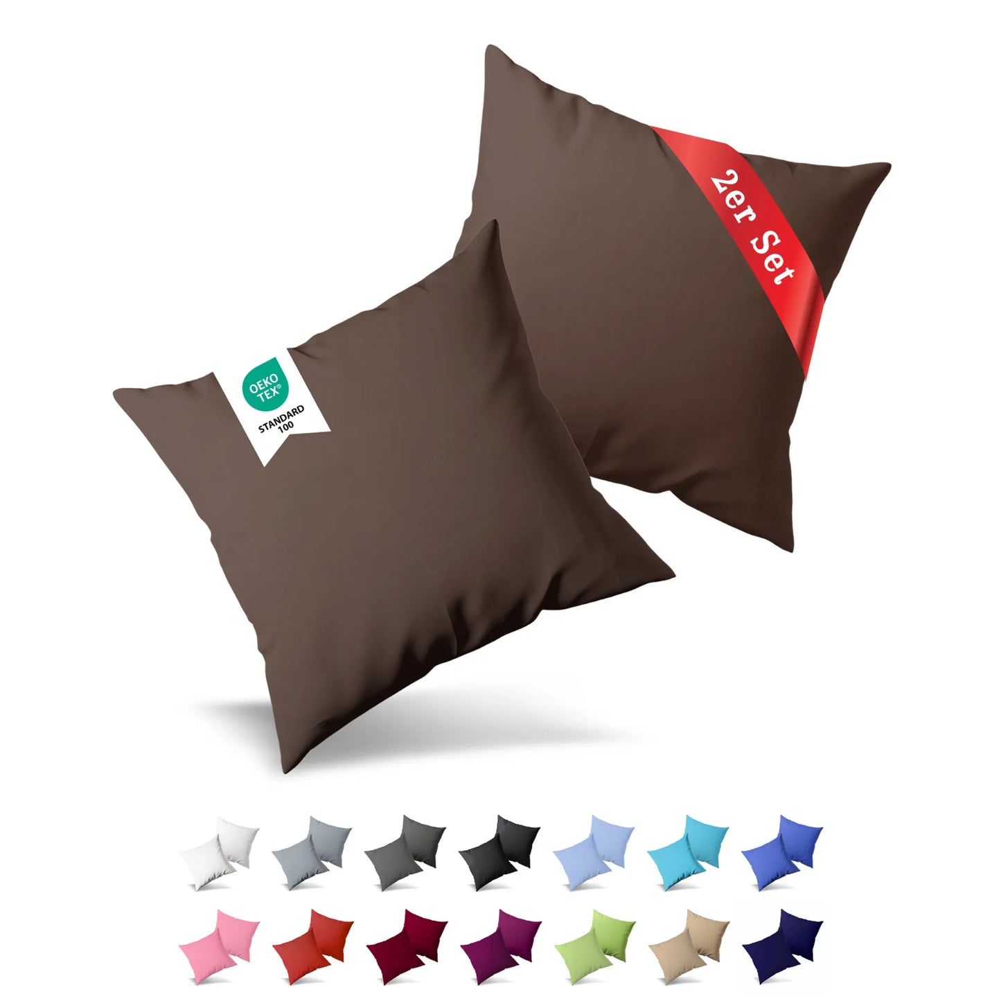 Taie d'oreiller en jersey, lot de 2, 50x50 cm
