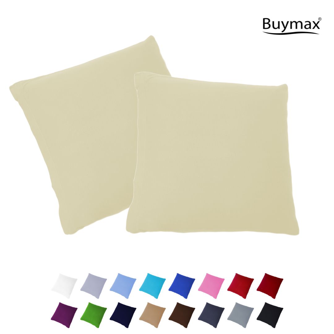 Jersey Kissenbezug, 2er-Set, 40x60 cm, Creme, - Buymax