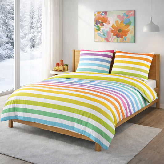 Biber Bettwäsche "Rainbow", 100% Baumwolle, Reißverschluss, 80x80 cm Kissenbezug