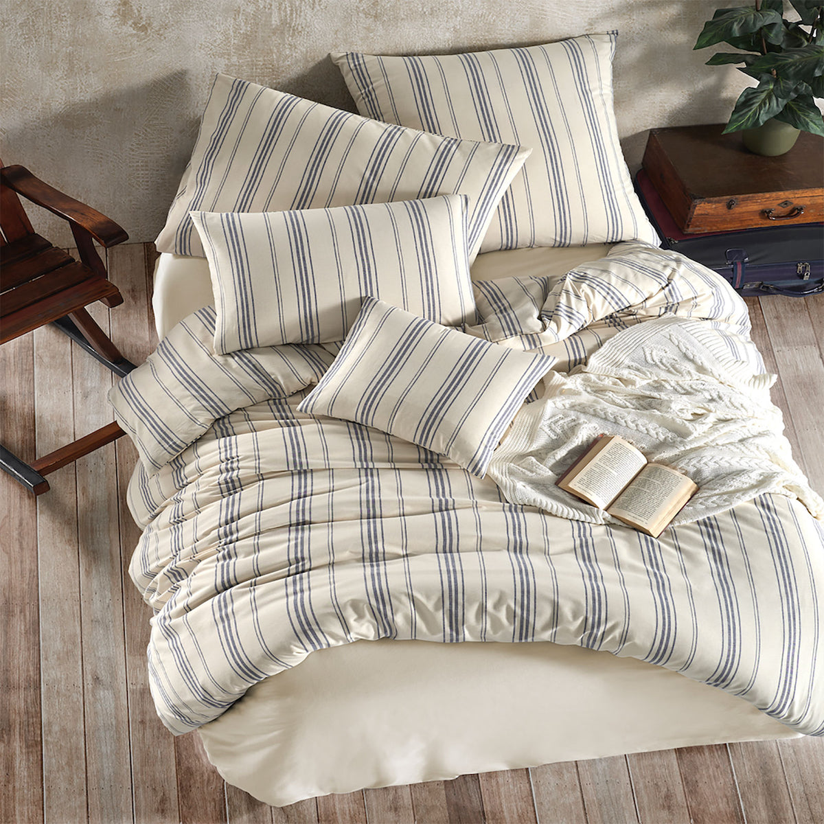 Natur-Bettwäsche 100% Baumwolle – Slub Yarn Dyed mit Reißverschluss – Buymax