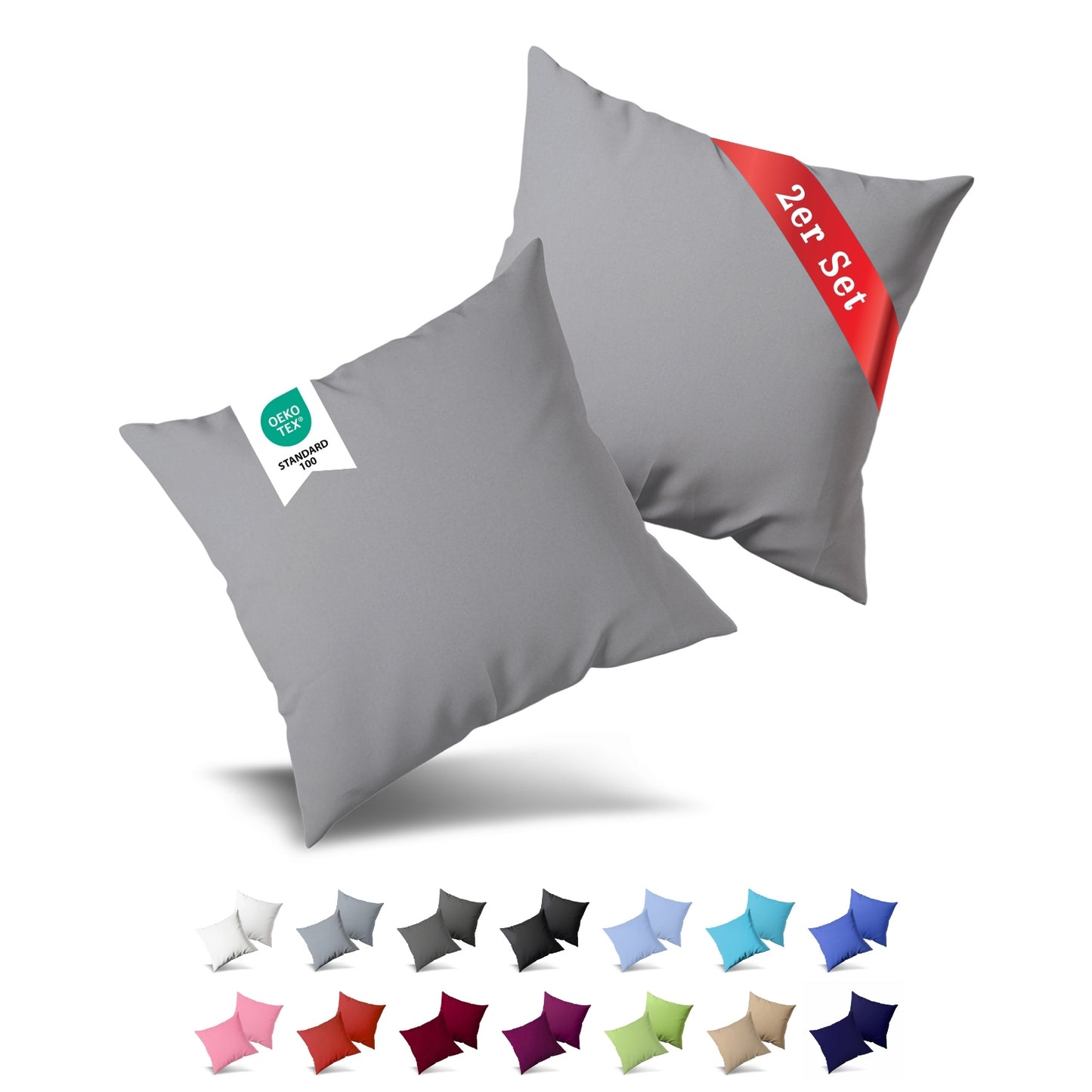 Taie d'oreiller en jersey, lot de 2, 50x50 cm