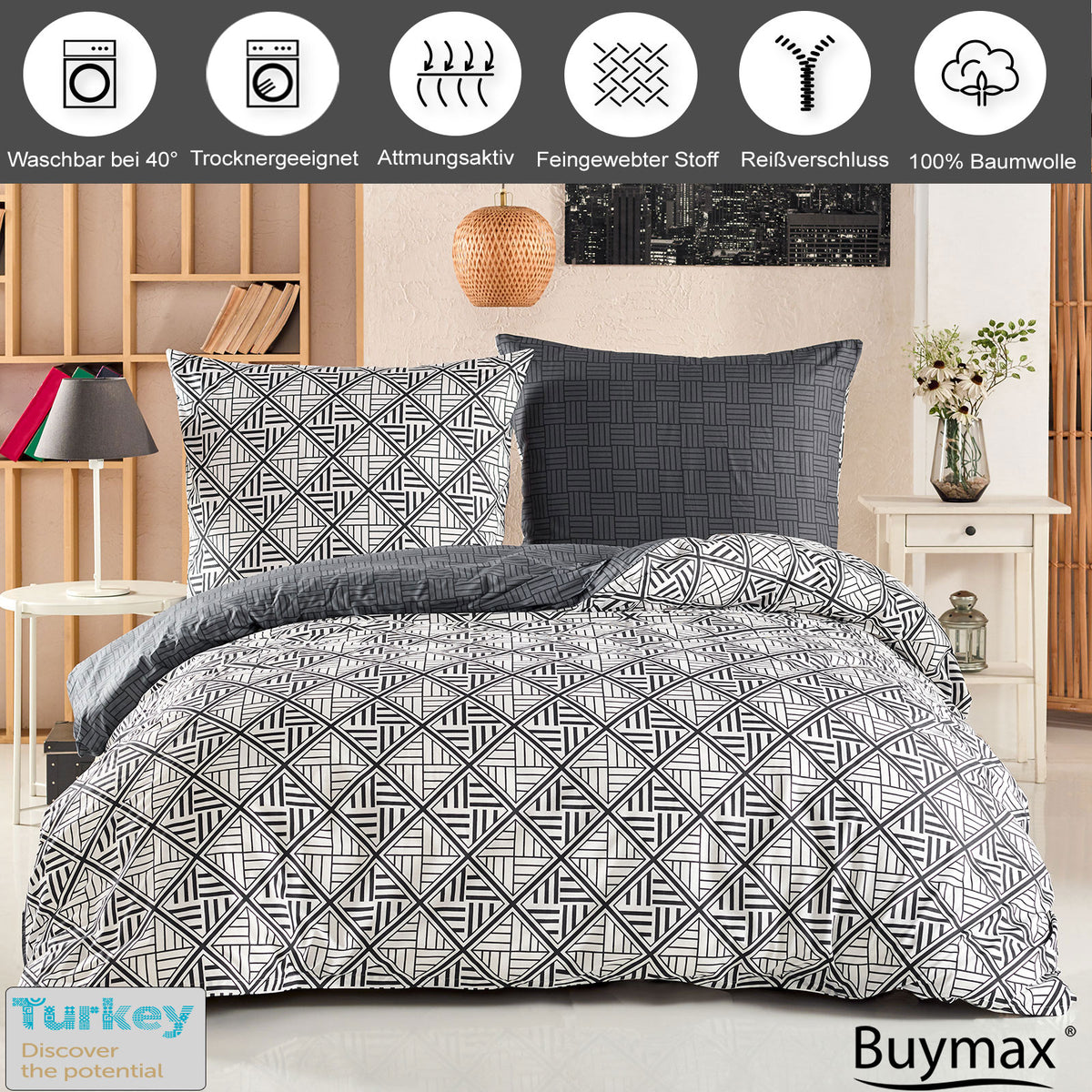 Renforcé Bettwäsche Plaid, 100% Baumwolle