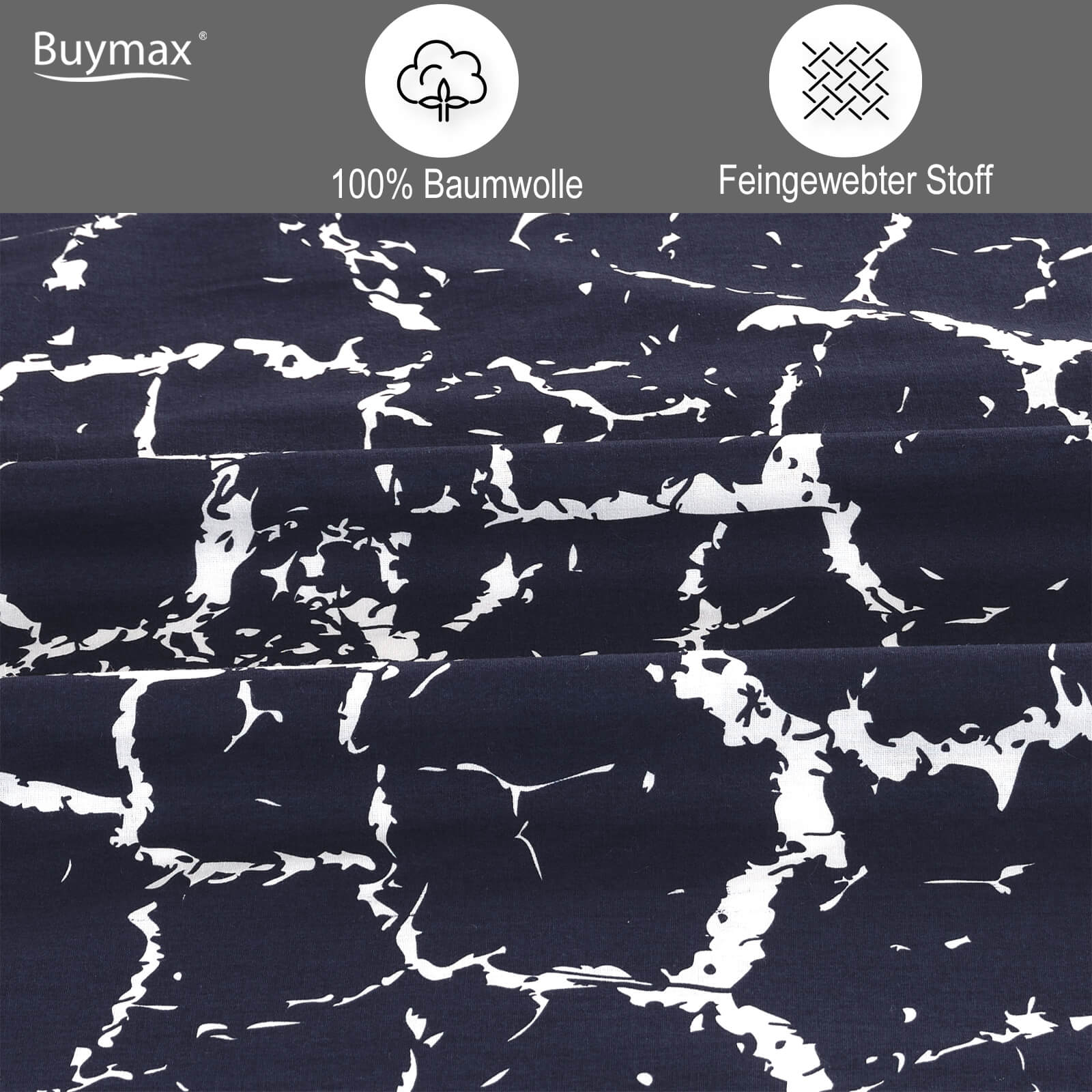 Buymax mit 135x200 – Bettwäsche teilig 2 Baumwolle Reissverschluss Renforce