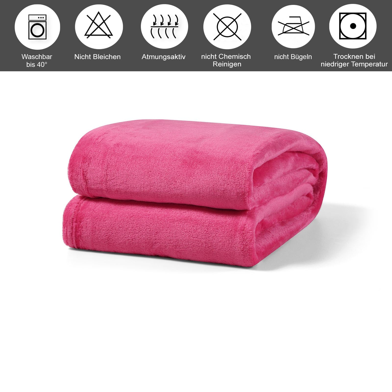 Fleecedecke, Kuscheldecke, aus Fleece Decke, Tagesdecke, flauschige Decke, Rosa - Buymax