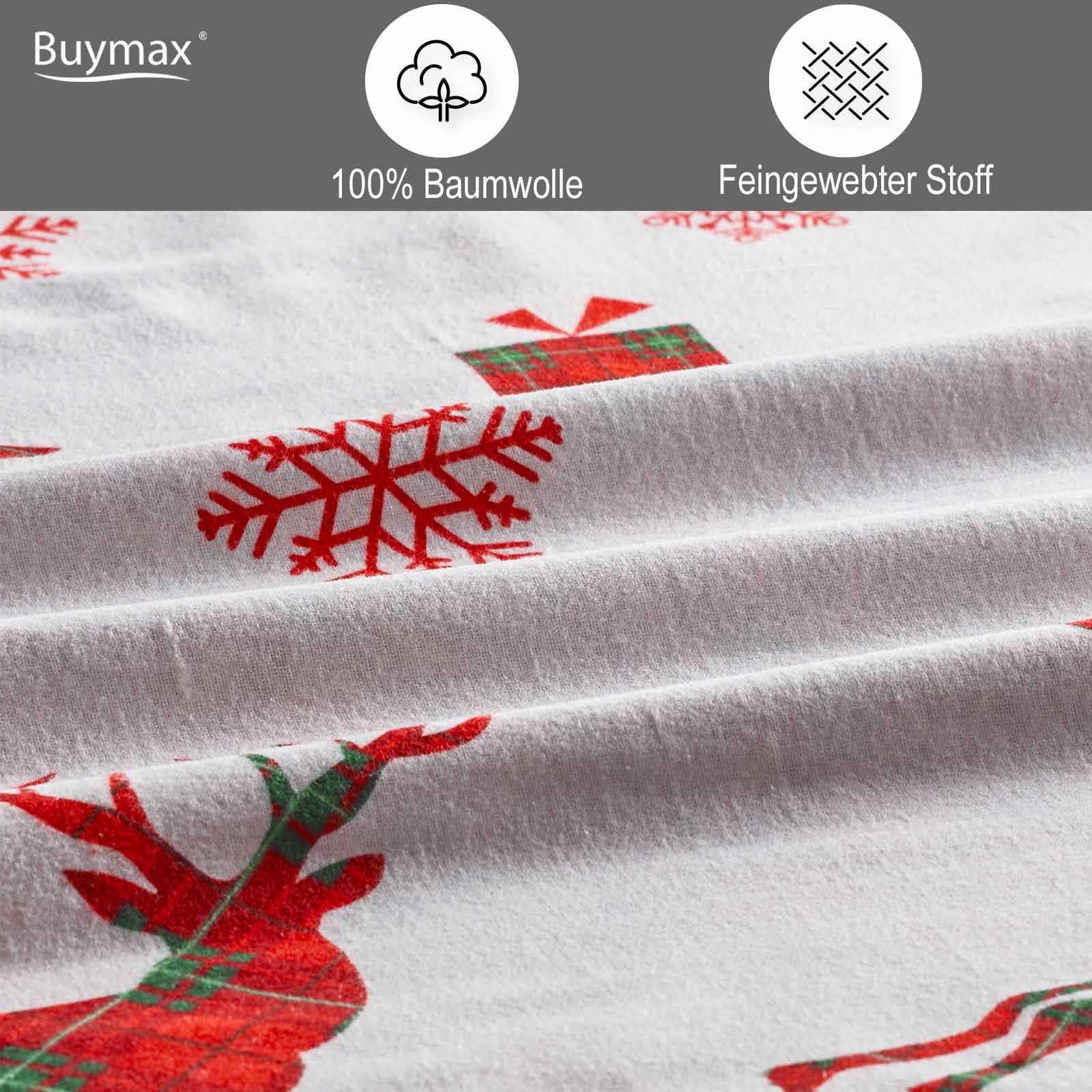 Biber Bettwäsche 100% Baumwolle "merry_christmas" - Buymax