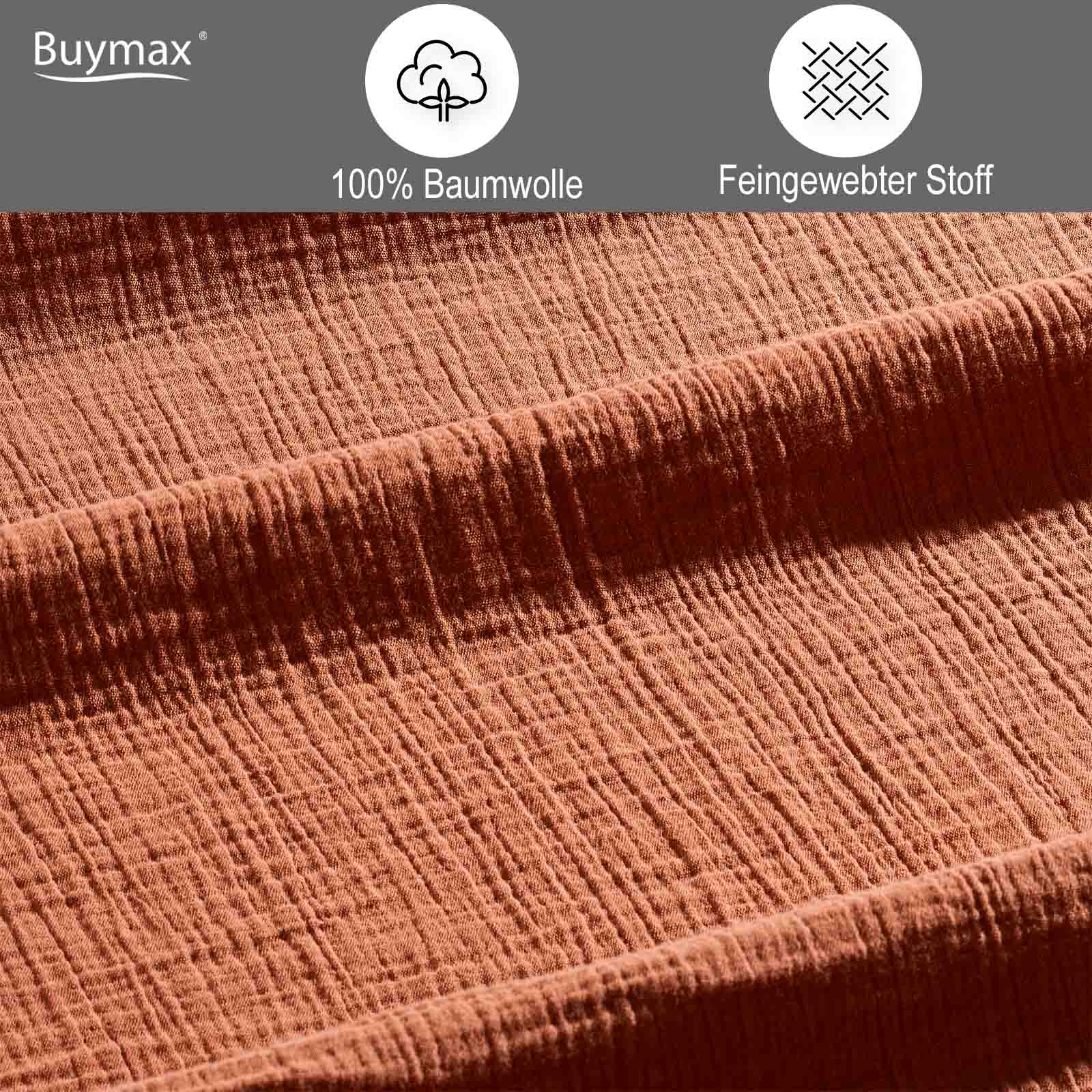 Musselin Bettwäsche 100% Baumwolle Braun - Buymax