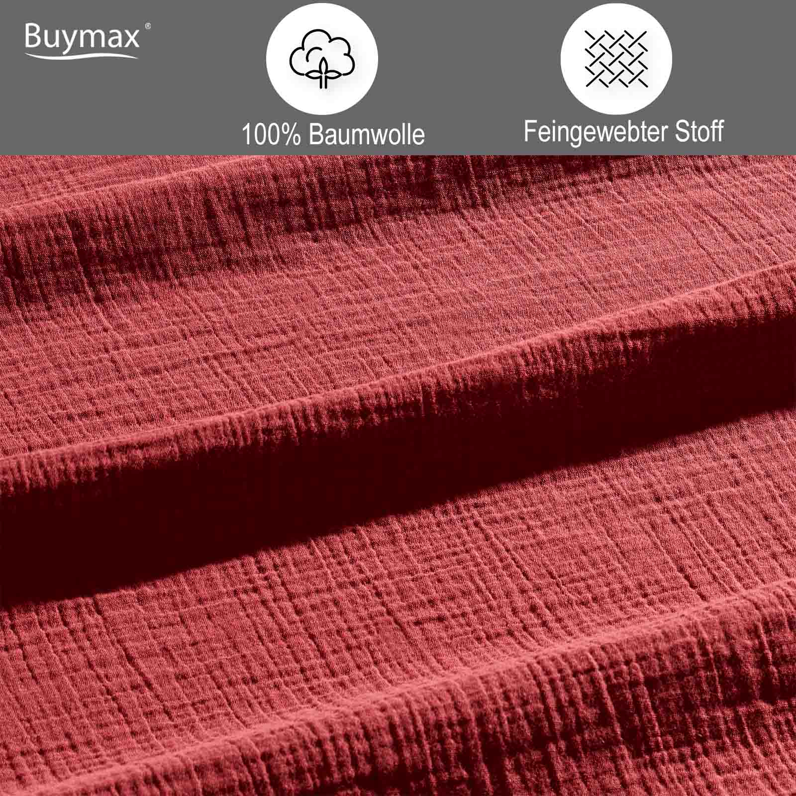Musselin Bettwäsche 100% Baumwolle Rot - Buymax