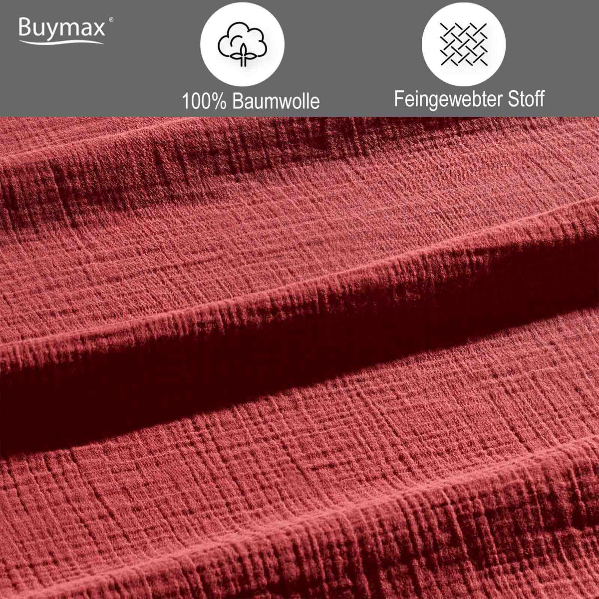 Musselin Bettwäsche Set, Uni, 100% Baumwolle, 80x80 cm Kissenbezug – Buymax